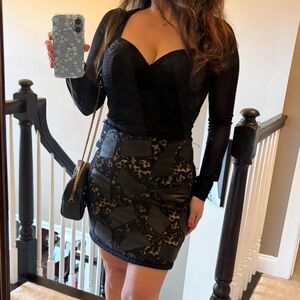 3.1 Phillip Lim leather and lace mini skirt size 2 sexy date night lined silk